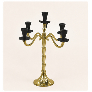 5 Arm Metal Candelabra Gold Wedding Centerpiece Table Decoration Bulk Wholesale <b>Black</b> and Gold <b>Candlestick</b> Holder for Events - Product Image 5