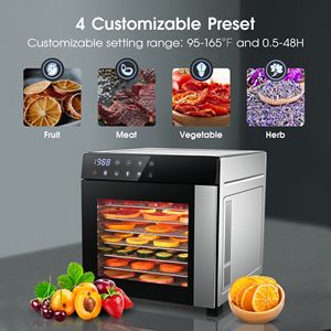 25QT Large Capacity Stainless Steel Food <b>Dehydrator</b> <b>Machine</b> 8 Tray Jerky Herb Dryer for Home Kitchen Use - Product Image 4
