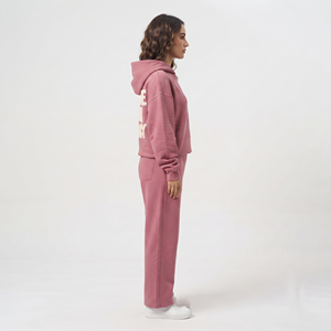 Ensemble survêtement femme en molleton avec impression en relief, sweat à capuche zippé oversize à manches longues et pantalon de jogging - Product Image 3
