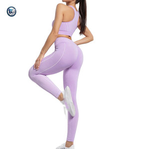 Stylish Fitness Outfit With High Waist Stretch Leggings And Sports Bra For Workout And <b>Gym</b> Wear - Product Image 3