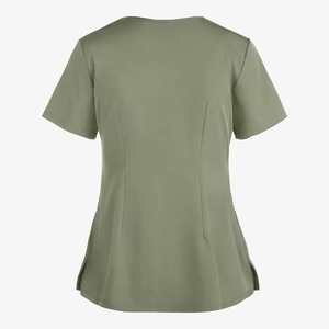 Blusa Médica Verde Oliva con Cuello en V y Bolsillos Delanteros para Mujer, Uniforme de Hospital de Algodón y Poliéster Tejido, Conjunto de Alta Calidad con Logotipo Personalizado - Product Image 6