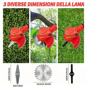 Portatile Cordless elettrico tosaerba ad alta capacità Wacker erbaccia 3 tipi di lame accessori multipli per la manutenzione del giardino - Product Image 5
