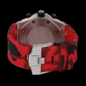 Montre DIADREAM GEMS & JEWEL à bracelet en caoutchouc rouge, boîtier rond, diamant Moissanite, date automatique et fonctions multifonctions, vente chaude - Product Image 2