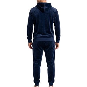 Conjunto Deportivo Clásico de 2 Piezas para Hombre, Sudadera con Capucha y Pantalones Deportivos de Felpa Azul Marino, en Poliéster y Algodón Grueso - Product Image 2