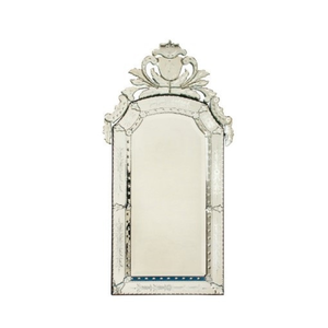 Vintage Venetian Baroque <b>Arched</b> Wall Mirror with Crown Crest & Distressed <b>Frame</b> | Antique Style Decorative Mirror for Interiors - Product Image 1