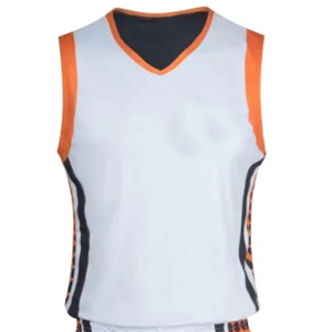 เสื้อบาสเก็ตบอลสั่งทำขายส่ง ดีไซน์ใหม่ล่าสุด สีขาวส้ม แบบเรียบ ระบายอากาศได้ดี ไซส์ใหญ่ ผู้ผลิต OEM - Product Image 3