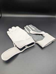 Guantes de Béisbol y Bateo de Cuero Blanco, Cierre de Gancho y Bucle Ambidiestro, Duraderos para Entrenamiento, Unisex, Talla Juvenil L - Product Image 1