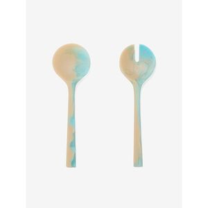 Modern Beige Marble Finish Resin <b>Salad</b> Serving <b>Spoon</b> and Fork Set Premium Resin Dining Tableware for Home Entertaining - Product Image 2