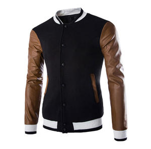 Veste universitaire en cuir de mouton pour homme, haute qualité, coupe-vent, col montant, couleurs et tailles personnalisables, logo frontal – Vente en gros - Product Image 3