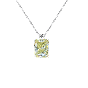 Collier pendentif en moissanite taille Asscher en argent 925 plaqué rhodium, chaîne maille forçat, style classique, unisexe, pour usage quotidien - Product Image 4