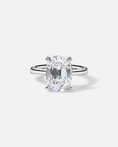 Bague solitaire en or 14 carats certifiée IGI avec diamant de laboratoire taille coussin de luxe, halo caché, taille personnalisable pour mariage et fiançailles - Product Image 2