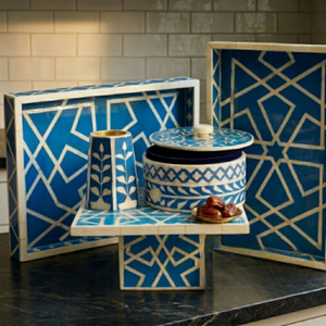 Mother of Pearl Inlay Wooden Cake Stand | Luxury Acrylic Serving Tray Dessert Plate Set | Ramadan Eid Home Decor <b>Gift</b> Handmade - Product Image 4