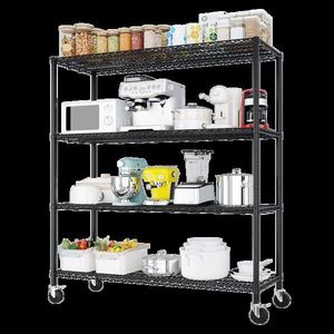 Scaffali Metallici Resistenti 55.12 W con Ripiani in Filo Metallico, Unità di Stoccaggio da Garage Regolabile NSF 2500LBS con Ruote Incluse - Product Image 6