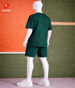 100% Cotton Men's Summer Casual T-Shirt & Shorts <b>Set</b> Breathable Short Sleeve High Street Style with Customizable Options - Product Image 3