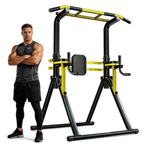 Torre de Ejercicios Multifuncional con Barra de Dominadas y Estación de Dips, Altura Ajustable en 10 Niveles, Estructura de Hierro Resistente, Equipo de Gimnasio para el Hogar - Product Image 4