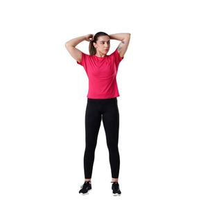 Vente chaude Séchage Rapide Respirant Formelle Compression T-Shirt Slim Fit Manches Courtes Bouton Femmes Polyester/Spandex - Product Image 4