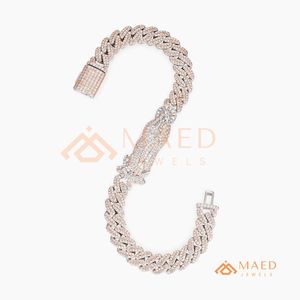 Pulsera de eslabones cubanos clásica en oro rosa con moissanita, cadena fina, joyería de moda para uso diario, estilo Miami Chicago, regalo. - Product Image 6