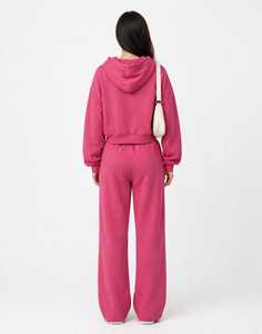 Conjunto de Sudadera con Capucha y Pantalones 2 en 1 de Forro Polar Rosa para Mujer ONETEN, Estampado de Letras de Cereza, Chándal Informal Holgado para Otoño - Product Image 4