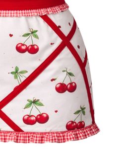 Ensemble jupe deux pièces pour femme, imprimé cerises blanches et rouges, comprenant un crop top sans manches et une mini-jupe taille haute, extensible, tenue d'été - Product Image 6