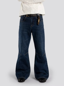 Jeans de Mezclilla para Hombre de Alta Calidad, Personalizados, Estilo Americano Y2K, Bordados, Corte Ajustado, Estilo Hiphop Casual, Lavado Azul - Product Image 1