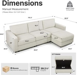 Sofá en Forma de L de 3 Plazas Tapizado de Lujo Estilo Mid-Century Personalizado con Reposabrazos de Madera para Muebles de Salón de Hotel - Product Image 5