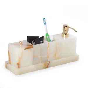 Ensemble de meubles de salle de bain en polyrésine blanche de qualité supérieure, forme rectangulaire, pour hôtels, resorts, villas - Product Image 1
