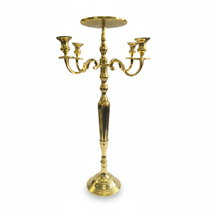 Candélabre de luxe haut de gamme plaqué or à 5 bras, fait main en métal, avec plateau, idéal pour les mariages – Meilleure vente - Product Image 1