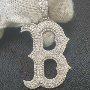 Pendentif personnalisé lettre B Bling Hip Hop Diamant Moissanite Givré avec Plaqué Rhodium Bijoux Fins Pendentifs & Breloques - Product Image 3