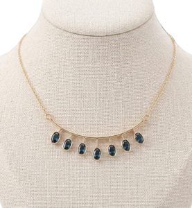 Collar Minimalista de Oro Amarillo Sólido de 14K con Zafiro Verde Azulado en Barra Curva, Joyería Fina para Bodas, Piedra de Nacimiento de Septiembre - Product Image 5