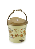 Poubelle à pédale rose avec couvercle, motif de fleurs ravissantes, poubelle cylindrique en plastique, utilisation intérieure et extérieure