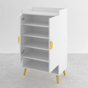 Yellar Nordic 5-Tier bianco scarpiera ingresso ripiano aperto con porte per scarpiere - Product Image 4