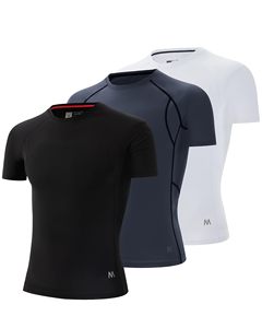 <b>mens</b> workout compression tshirt gym athletic fitness tee quick dry <b>stretch</b> fabric supplier - Product Image 5