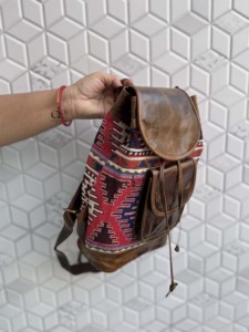 New Designer Jacquard Leather Handmade <b>Backpack</b> Real Leather Rucksack Unisex Multi Uses High Quality Bag Wholesale Bulk Product - Product Image 2