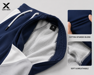 Pantalon de survêtement professionnel X Sports City pour homme, coupe colorée, taille élastique avec cordon de serrage, design épissé, style décontracté, coton et élasthanne - Product Image 4
