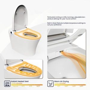 Inodoro Inteligente con Botón de Descarga a Presión, Compatible con ADA, Apertura y Cierre Automáticos, Sensor de Pie, Asiento con Calefacción - Product Image 4