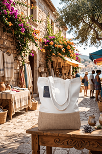 Sac fourre-tout urbain personnalisé en toile de coton 38x42cm avec poignée d'épaule, sac de courses réutilisable pour usage quotidien - Product Image 2