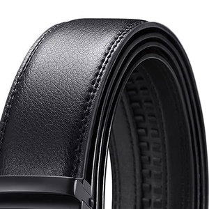 Ceinture automatique en cuir véritable, couleur unie, en cuir de vachette, boucle rectangulaire en fer, style décontracté, durable, écologique, robuste - Product Image 3