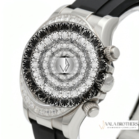 Rolax Herren Edelstahl Chronograph mit Laborgezüchteten Diamanten Sportuhr Antike Lünette Legierungsarmband 39mm Analog Quarz Gemischtes Design