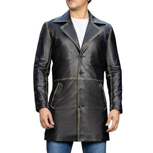 Manteau trench en cuir véritable de haute qualité, écologique, personnalisable, texture douce, design flexible et qualité durable - Product Image 1