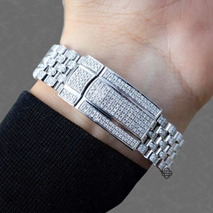 Montre de luxe pour homme la plus vendue, en acier inoxydable, cadran à quartz, verre serti de diamants Moissanite, bracelet 20 mm, montre 41 mm - Product Image 4