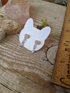 <b>Moonstone</b> And Flower Agate Crystal Stud <b>Earrings</b> Minimalist Handmade <b>Earrings</b> Gift For Her - Product Image 5