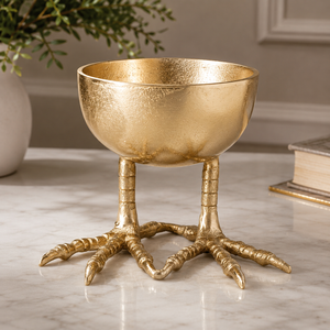 Bol décoratif artistique en or en forme de jambe de poulet, plat à pieds pour objets de luxe et décoration intérieure haut de gamme - Product Image 1