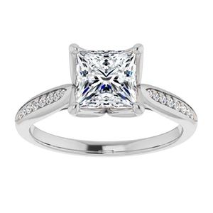Princess Cut Moissanite Certified Prong Set <b>Ring</b> 925 Sterling <b>Silver</b> White Gold Plated Luxury <b>Solitaire</b> Engagement Bridal - Product Image 1