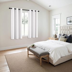 Rideaux occultants thermiques blancs purs de 63 pouces pour chambre et salon, 2 panneaux, économie d'énergie - Product Image 3