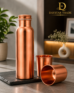 ชุดขวดน้ำทองแดง Daystar Trade พร้อมแก้ว 2 ใบ เป็นมิตรกับสิ่งแวดล้อม พกพาสะดวก ใช้ซ้ำได้ แก้วน้ำสำหรับเดินทาง ดีไซน์คลาสสิก ของขวัญทางธุรกิจ - Product Image 3