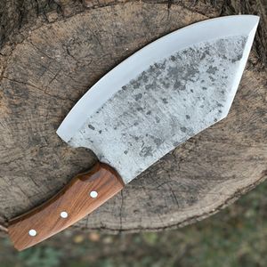 Couteau de chef Bushcraft forgé à la main, lame en acier carbone, manche en bois, lame de 8 pouces, style vintage pour le camping et la cuisine - Product Image 5