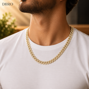 Collier chaîne cubaine en moissanite plaqué or jaune 18 carats, cadeau de fiançailles et d'anniversaire, bijou de déclaration unisexe de luxe - Product Image 3