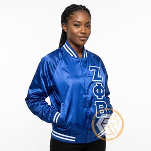 เสื้อแจ็คเก็ต Zeta Phi Beta แบบสั่งทำพิเศษ เสื้อผ้าสำหรับชมรมนักศึกษา คุณภาพสูง ระบายอากาศได้ดี ผ้าซาติน ปักลายตราสัญลักษณ์ตัวอักษร สำหรับฤดูหนาว - Product Image 1