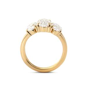 3.5ct Elongated oval Cut Lab Grown Diamond Three Stone <b>Ring</b> Victorian Style 18K Yellow Gold <b>Split</b> Band Custom Wholesale - Product Image 2