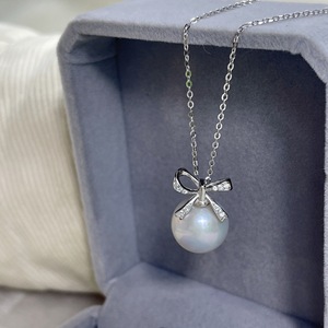 Butterfly Knot 10-13mm Freshwater <b>Edison</b> Pearl Pendant S925 Pure Silver Necklace Strong <b>Light</b> Extremely Flawless Pearl Necklace - Product Image 3